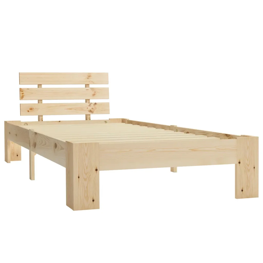 Letto singolo | Letto per adulti | Giroletto senza Materasso 100x200 cm in Legno Massello di Pino - Image 2