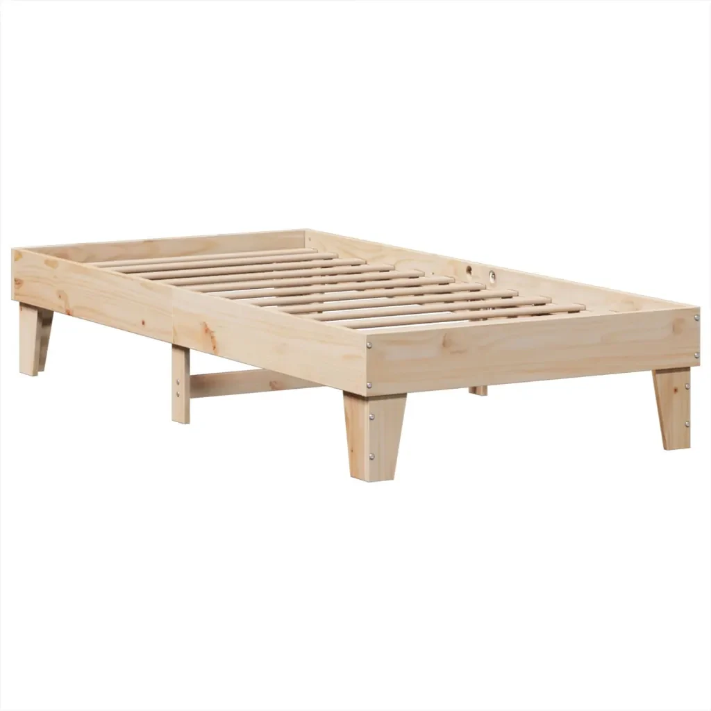 Letto singolo | Letto per adulti | Giroletto senza Materasso 100x200 cm in Legno Massello di Pino - Image 5