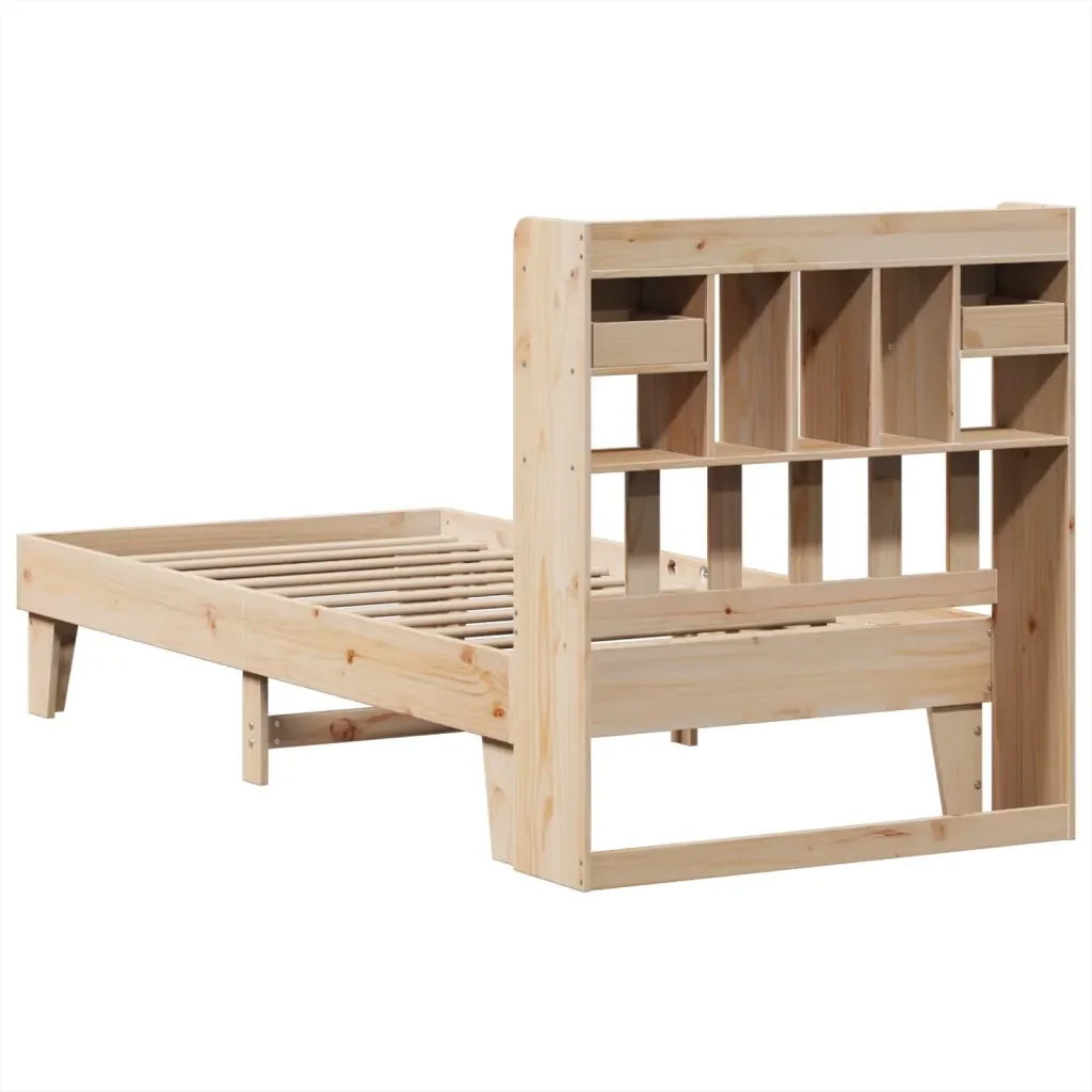 Letto singolo | Letto per adulti | Giroletto senza Materasso 100x200 cm in Legno Massello di Pino - Image 8