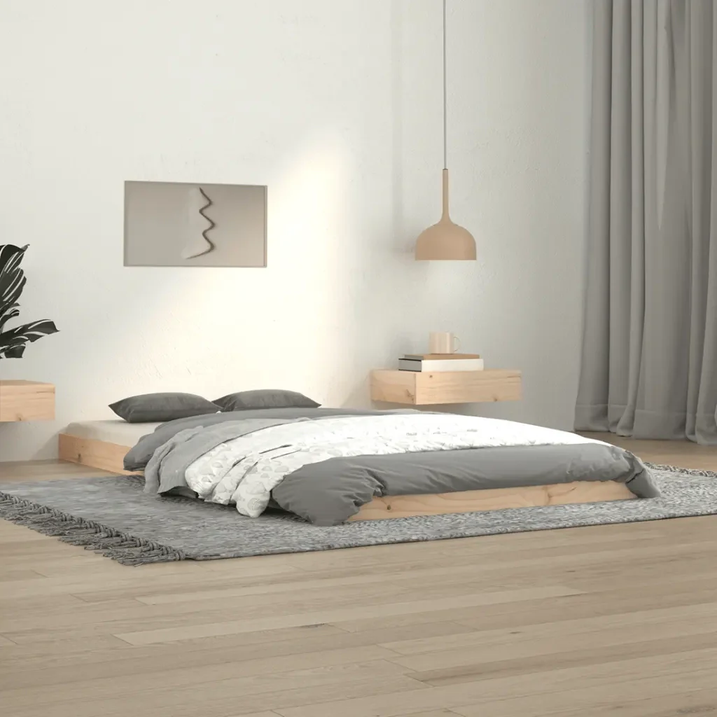 Letto singolo | Letto per adulti | Giroletto senza Materasso 100x200 cm in Legno Massello di Pino - Image 2