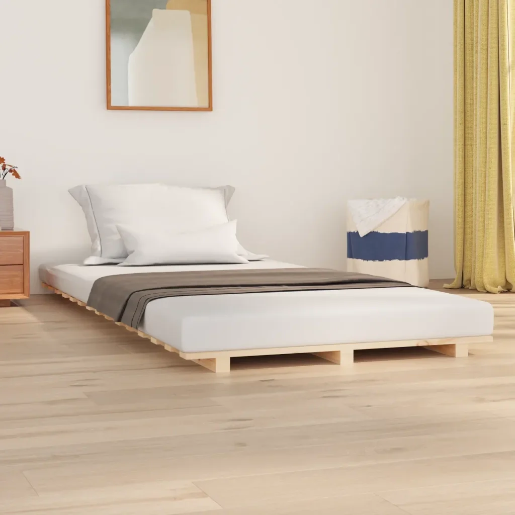 Letto singolo | Letto per adulti | Giroletto senza Materasso 100x200 cm in Legno Massello di Pino - Image 2