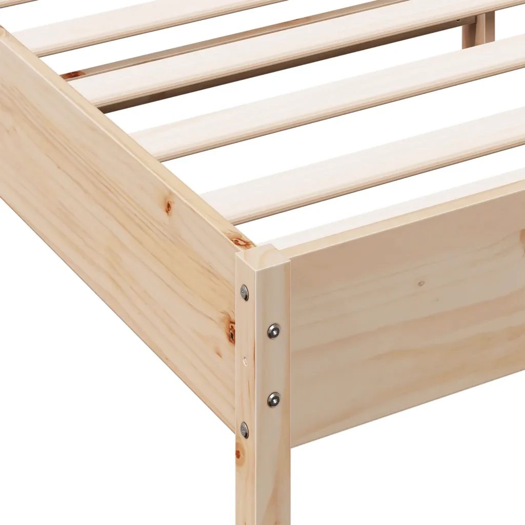 Letto singolo | Letto per adulti | Giroletto senza Materasso 100x200 cm in Legno Massello di Pino - Image 7