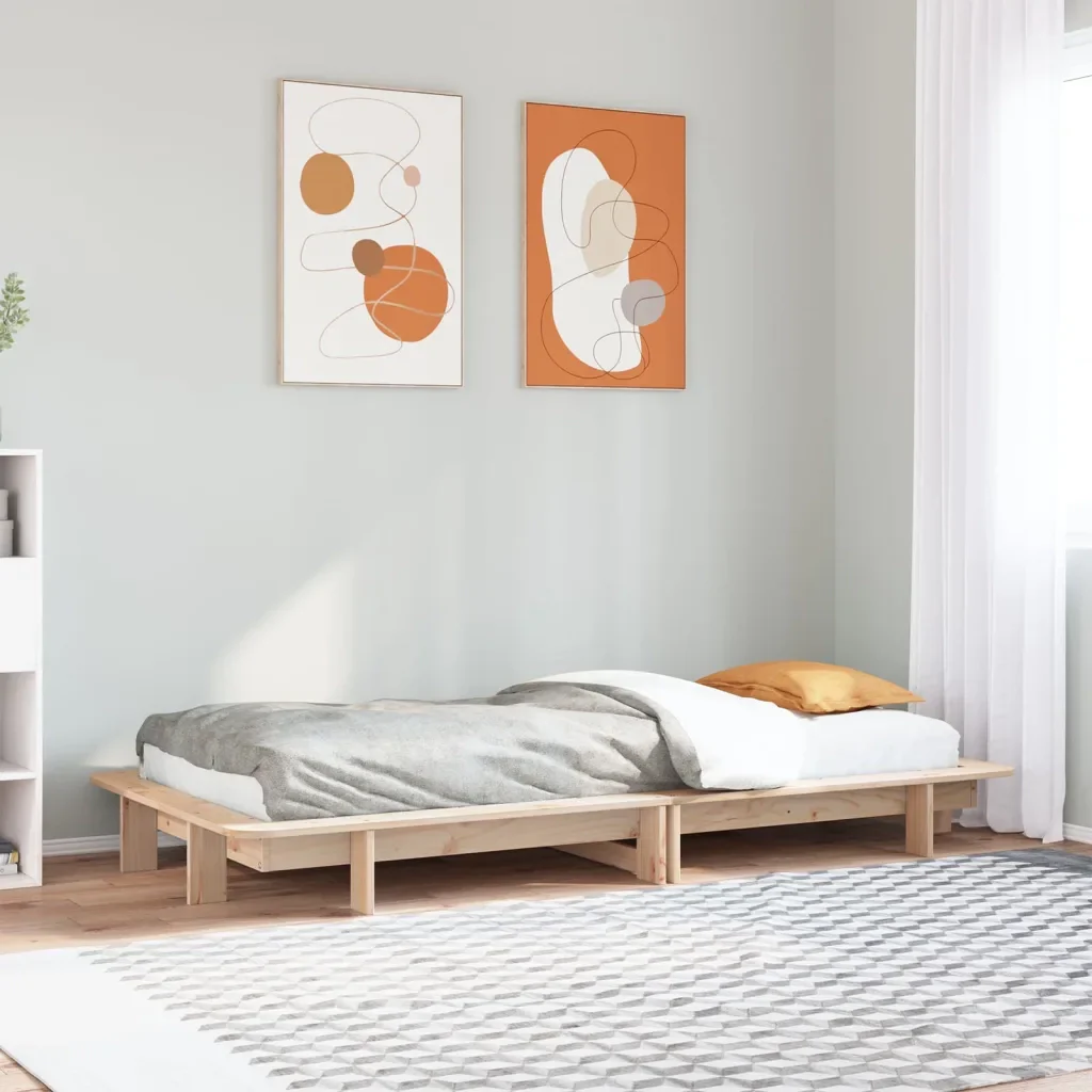 Letto singolo | Letto per adulti | Giroletto senza Materasso 100x200 cm in Legno Massello di Pino - Image 2