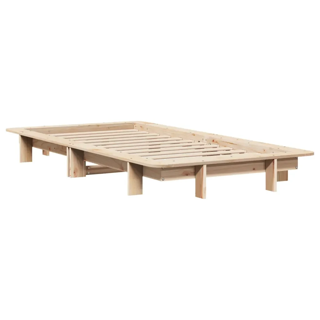 Letto singolo | Letto per adulti | Giroletto senza Materasso 100x200 cm in Legno Massello di Pino - Image 3