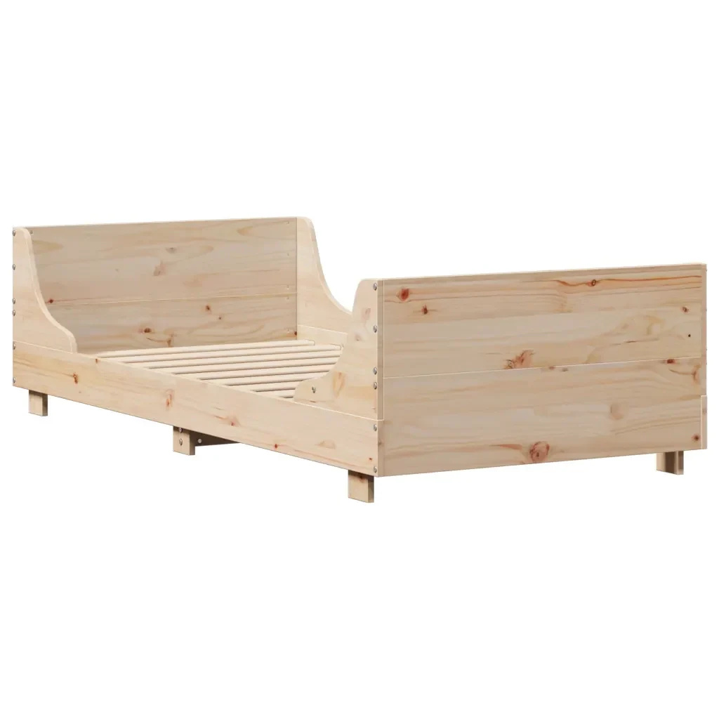 Letto singolo | Letto per adulti | Giroletto senza Materasso 100x200 cm in Legno Massello di Pino - Image 6