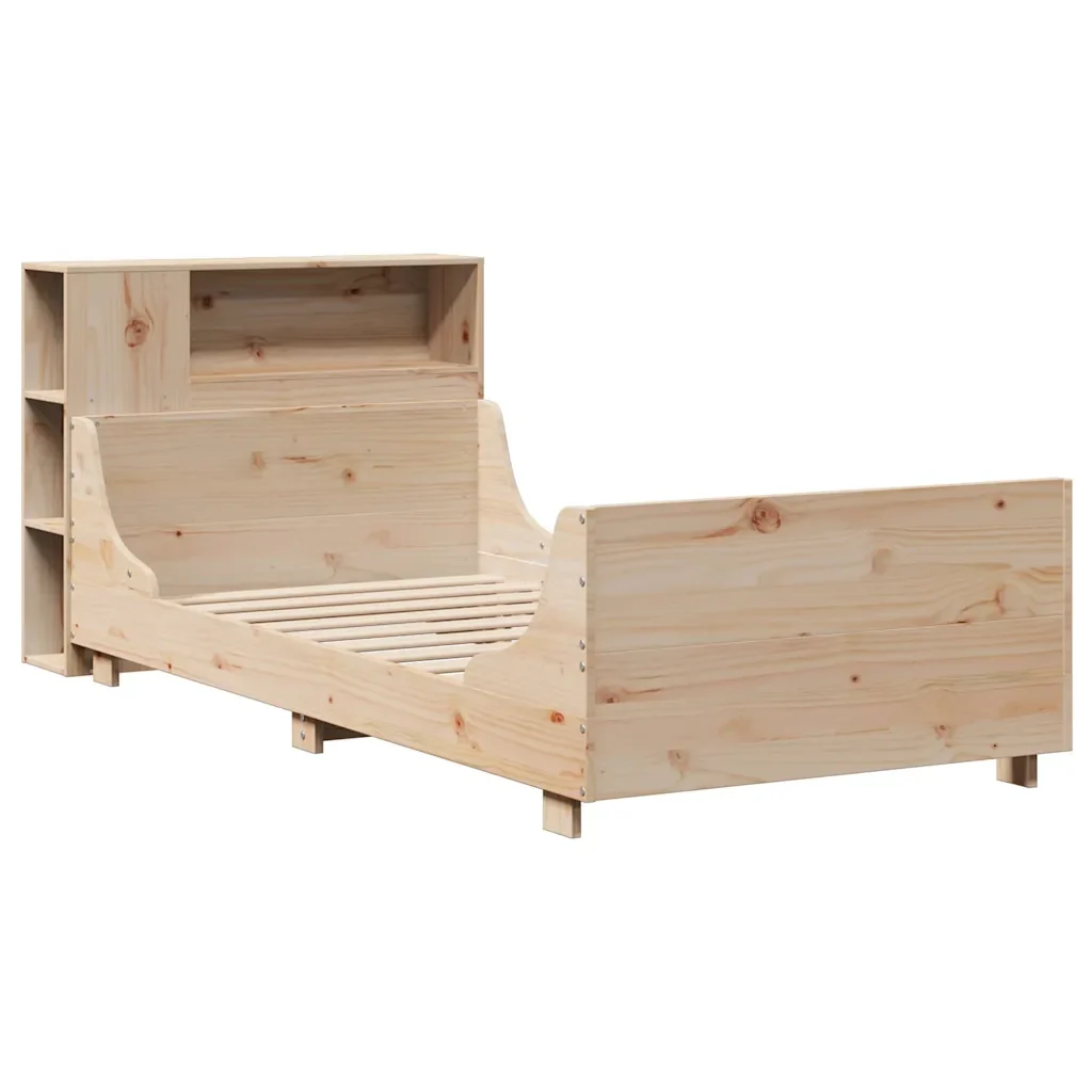 Letto singolo | Letto per adulti | Giroletto senza Materasso 75x190 cm in Legno Massello di Pino - Image 3