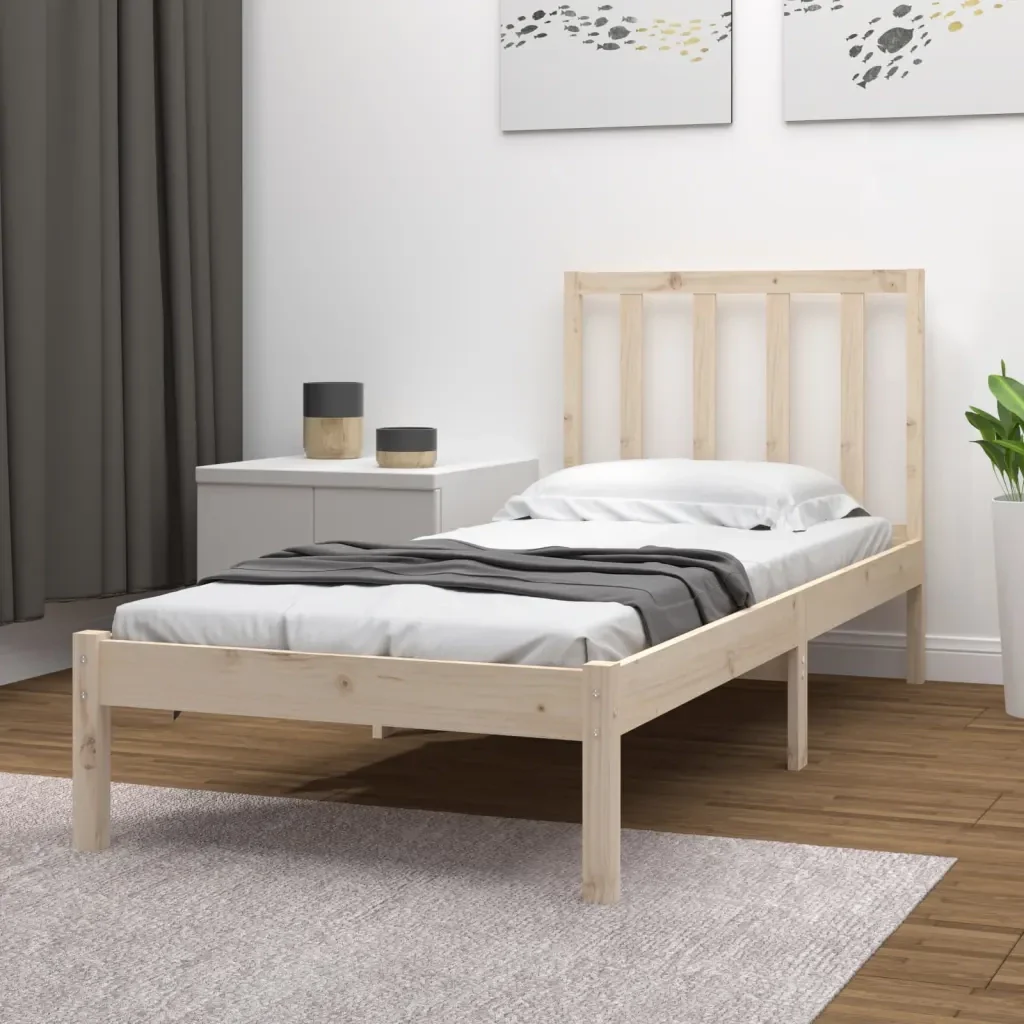 Letto singolo | Letto per adulti | Giroletto senza Materasso 75x190 cm in Legno Massello di Pino - Image 2