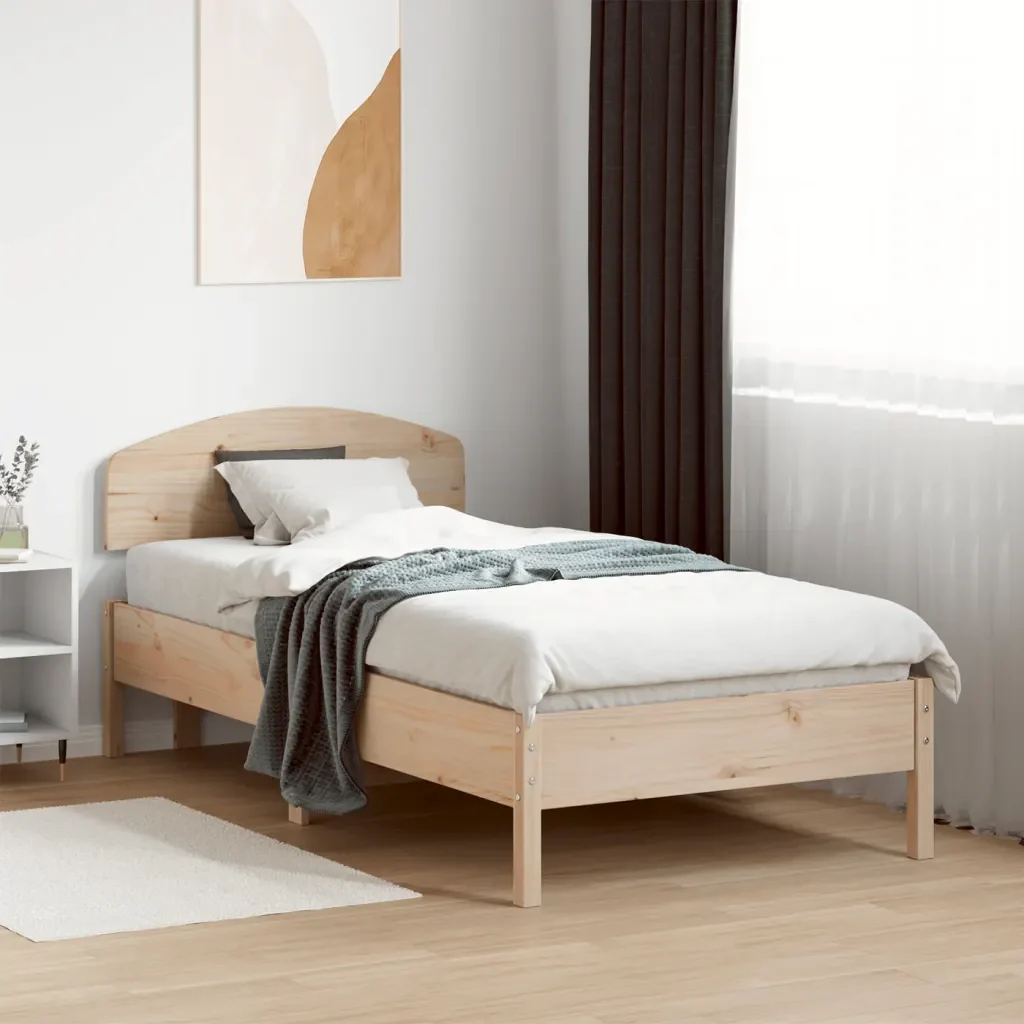 Letto singolo | Letto per adulti | Giroletto senza Materasso 75x190 cm in Legno Massello di Pino - Image 2