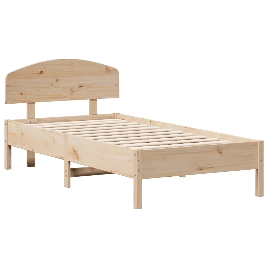 Letto singolo | Letto per adulti | Giroletto senza Materasso 75x190 cm in Legno Massello di Pino - Image 3