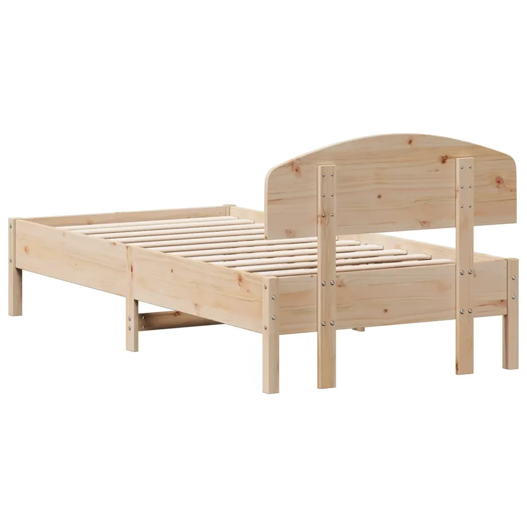 Letto singolo | Letto per adulti | Giroletto senza Materasso 75x190 cm in Legno Massello di Pino - Image 6