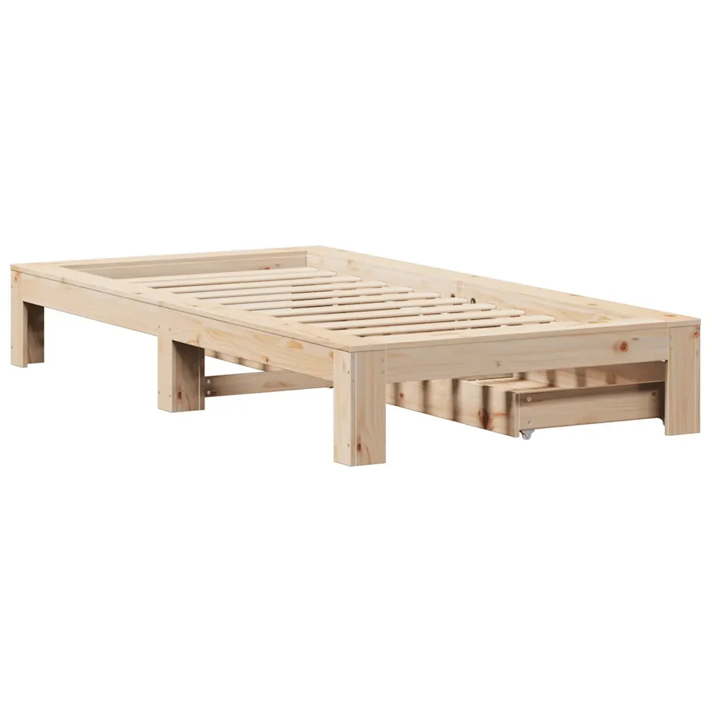 Letto singolo | Letto per adulti | Giroletto senza Materasso 75x190 cm in Legno Massello di Pino - Image 8