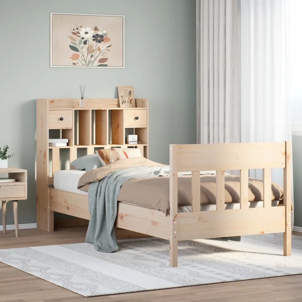 Letto singolo | Letto per adulti | Giroletto senza Materasso 75x190 cm in Legno Massello di Pino - Image 2