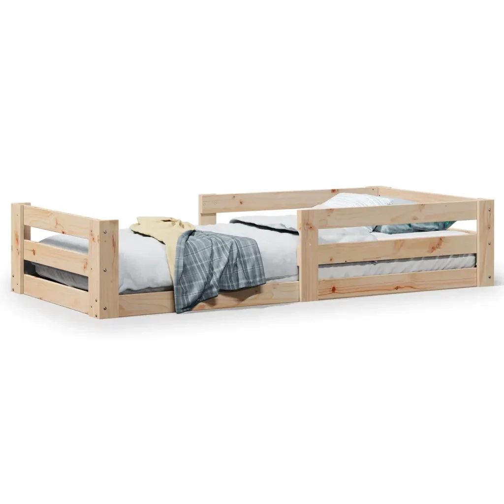 Letto singolo | Letto per adulti | Giroletto senza Materasso 80x200 cm in Legno Massello Pino