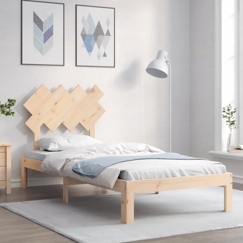 Letto singolo | Letto per adulti | Giroletto senza Materasso 90x200 cm in Legno Massello di Pino - Image 2