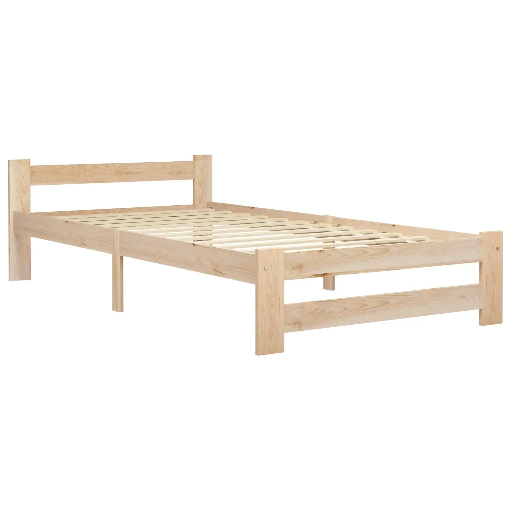 Letto singolo | Letto per adulti | Giroletto senza Materasso 90x200 cm in Legno Massello di Pino - Image 2