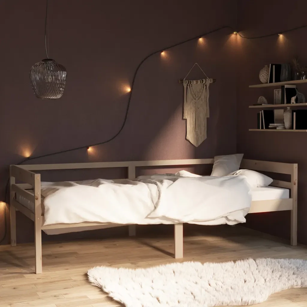 Letto singolo | Letto per adulti | Giroletto senza Materasso 90x200 cm in Legno Massello di Pino - Image 2