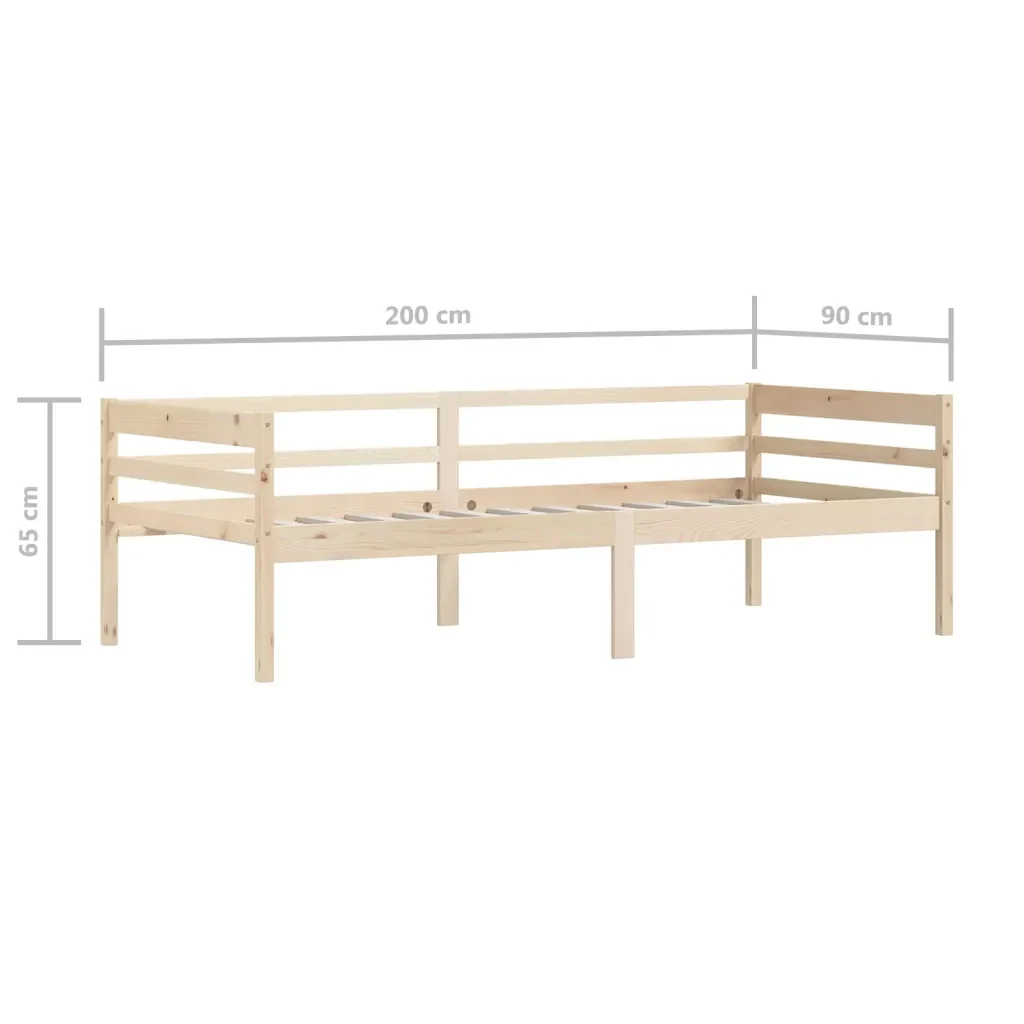 Letto singolo | Letto per adulti | Giroletto senza Materasso 90x200 cm in Legno Massello di Pino - Image 9
