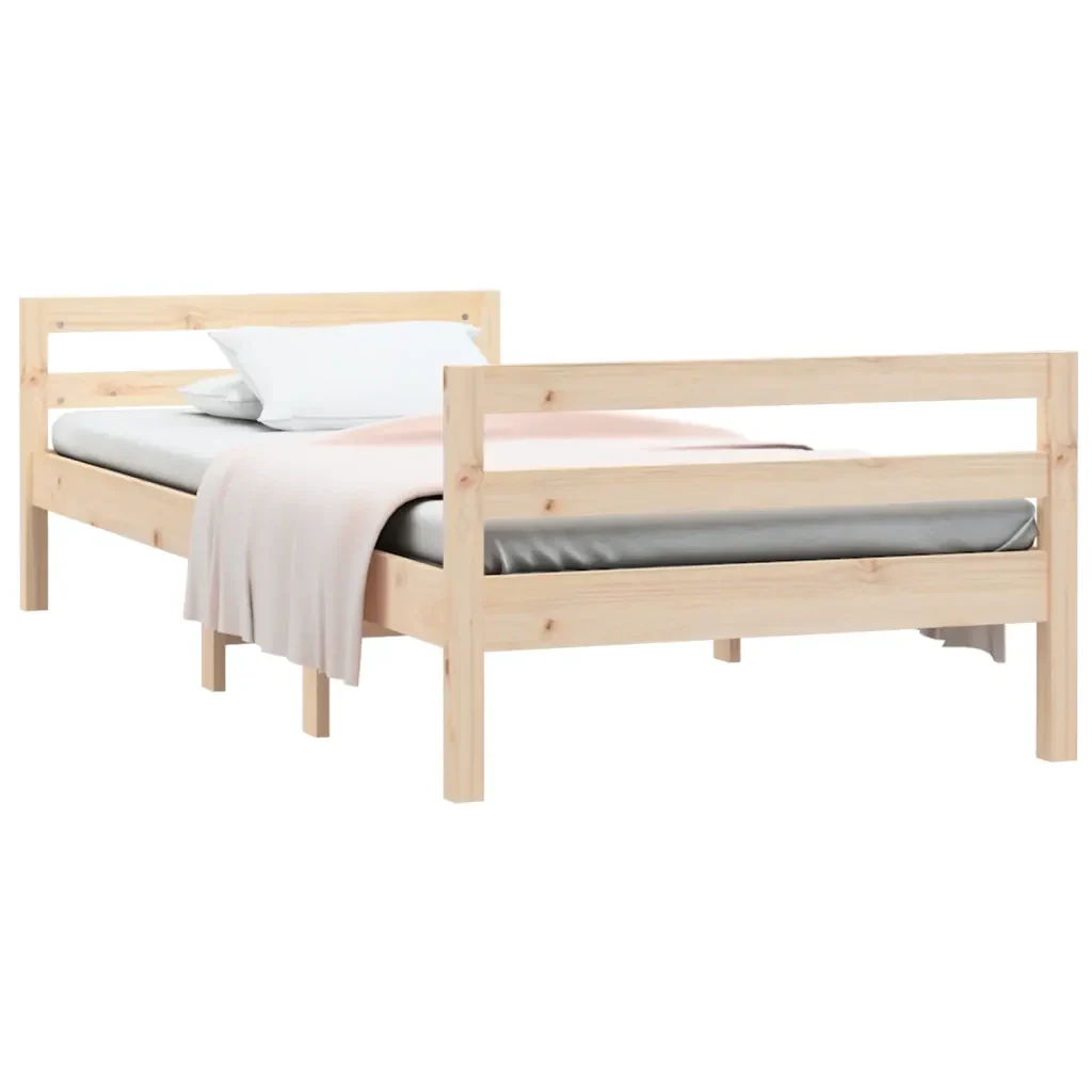 Letto singolo | Letto per adulti | Giroletto senza Materasso 90x200 cm in Legno Massello di Pino - Image 4