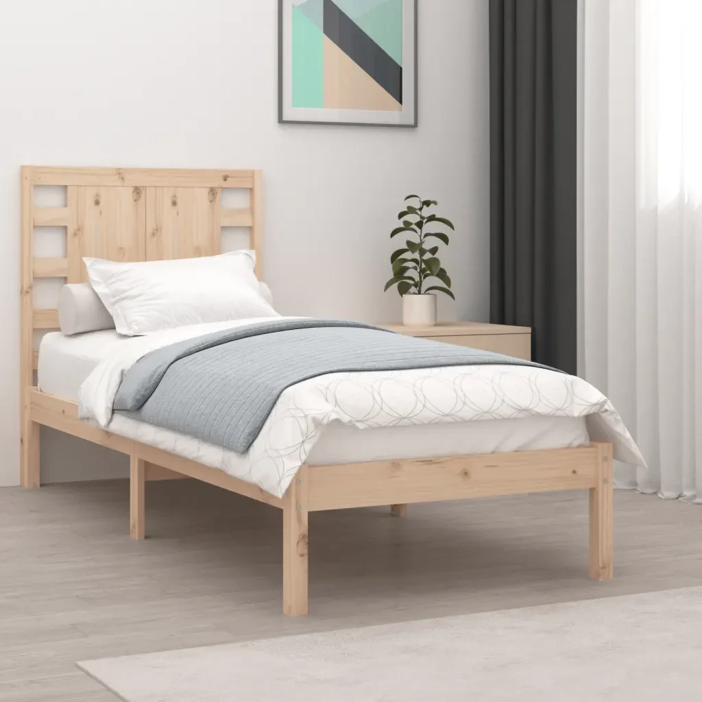 Letto singolo | Letto per adulti | Giroletto senza Materasso 90x200 cm in Legno Massello di Pino - Image 2