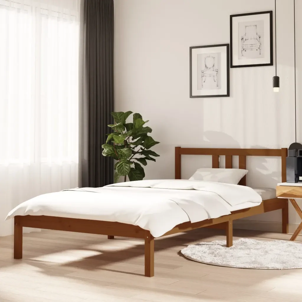 Letto singolo | Letto per adulti | Giroletto senza Materasso Ambra in Legno Massello 100x200 cm - Image 2