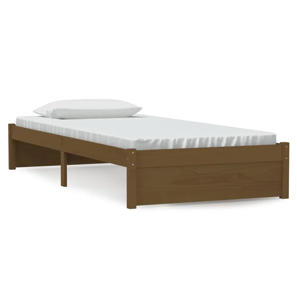 Letto singolo | Letto per adulti | Giroletto senza Materasso Ambra Legno Massello Pino 90x200 cm
