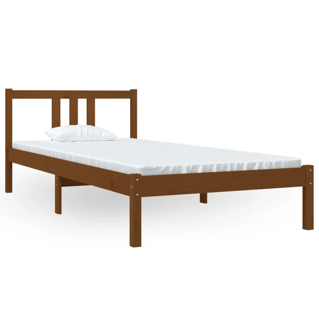 Letto singolo | Letto per adulti | Giroletto senza Materasso Ambra Legno Massello Pino 90x200 cm