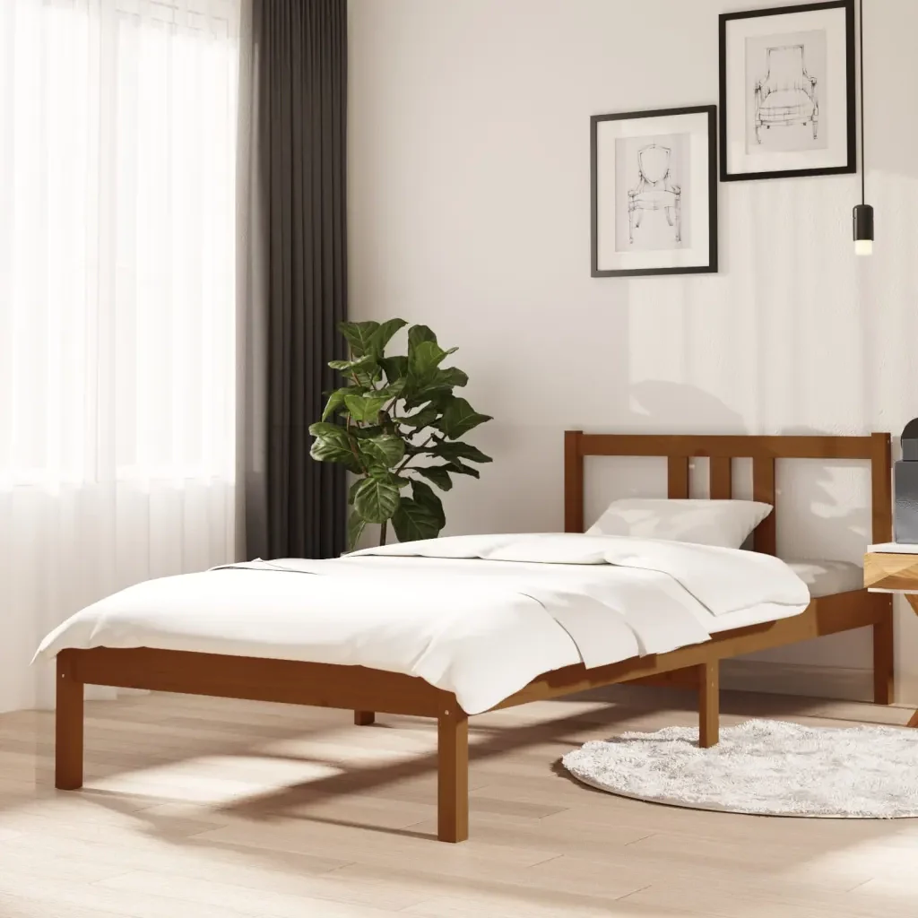 Letto singolo | Letto per adulti | Giroletto senza Materasso Ambra Legno Massello Pino 90x200 cm - Image 2