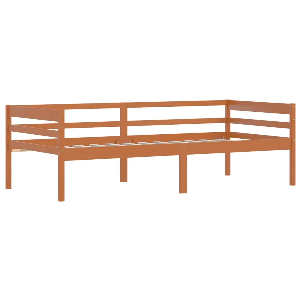 Letto singolo | Letto per adulti | Giroletto senza Materasso Ambrato Legno Massello Pino 90x200 cm - Image 3