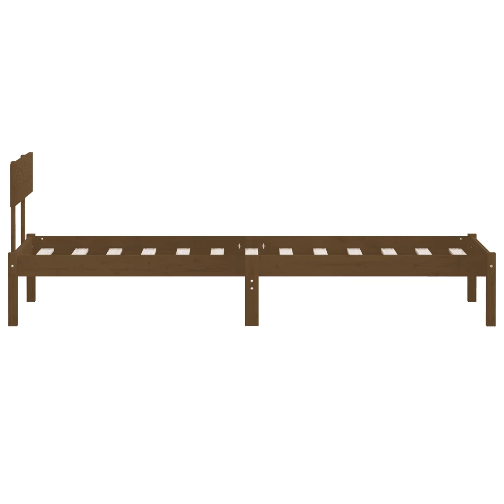 Letto singolo | Letto per adulti | Giroletto senza Materasso Ambrato Single in Legno Massello - Image 5