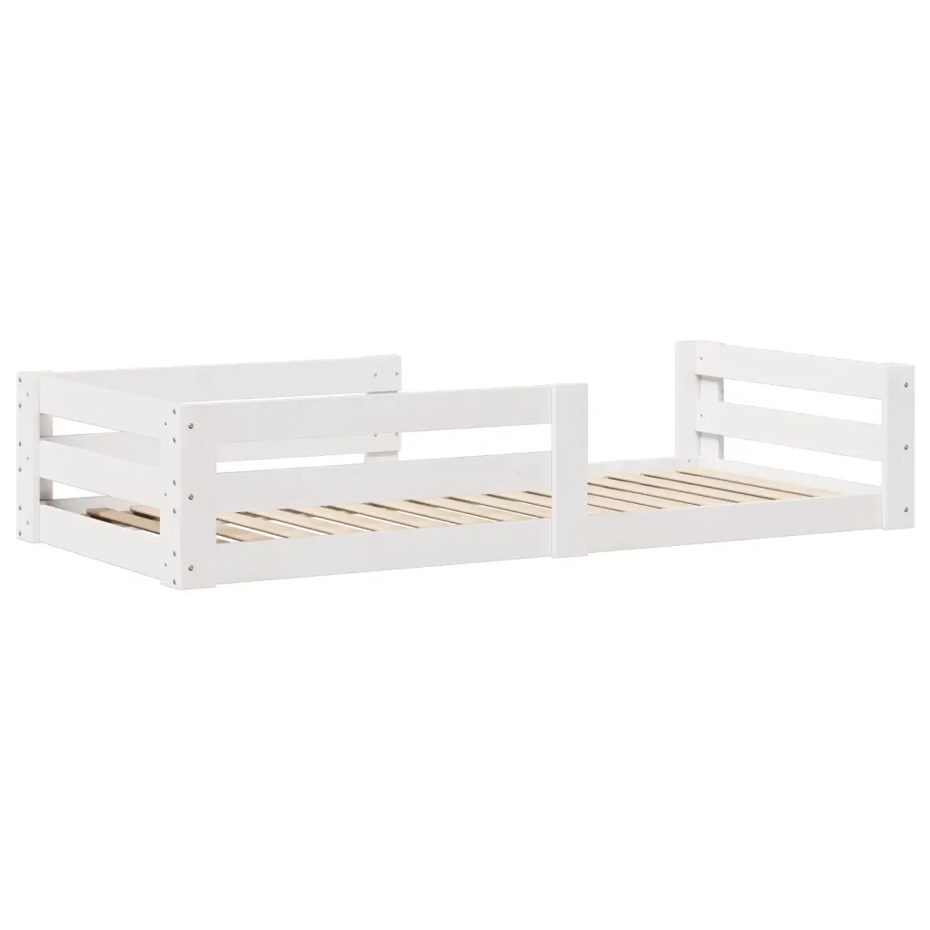 Letto singolo | Letto per adulti | Giroletto senza Materasso Bianco 100x200 cm Legno Massello Pino - Image 6