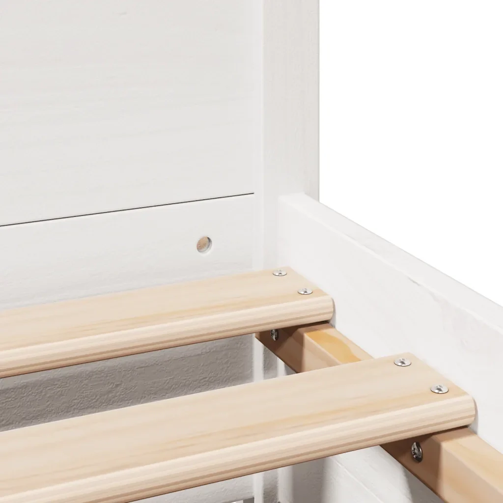 Letto singolo | Letto per adulti | Giroletto senza Materasso Bianco 100x200 cm Legno Massello Pino - Image 10