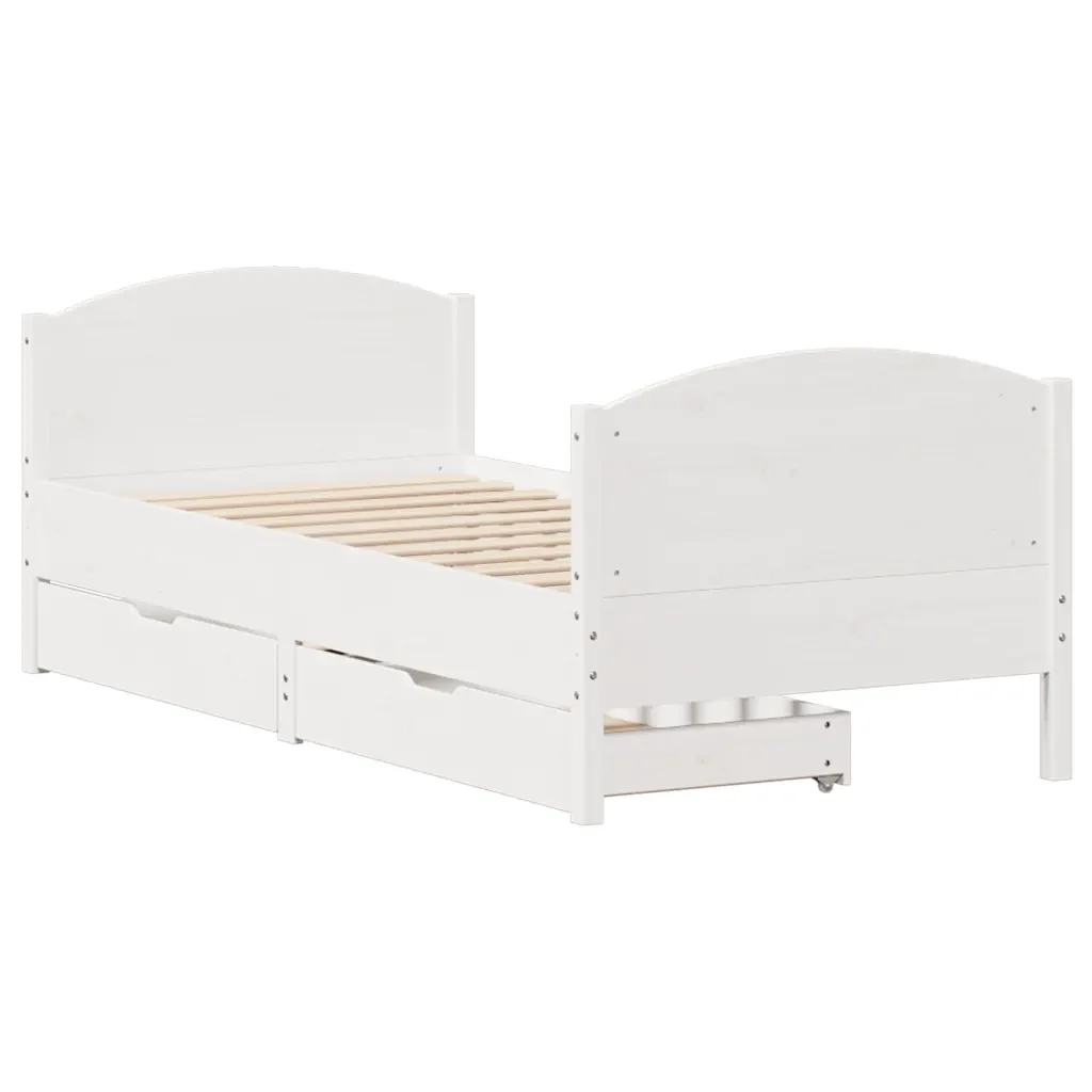 Letto singolo | Letto per adulti | Giroletto senza Materasso Bianco 100x200 cm Legno Massello Pino - Image 3