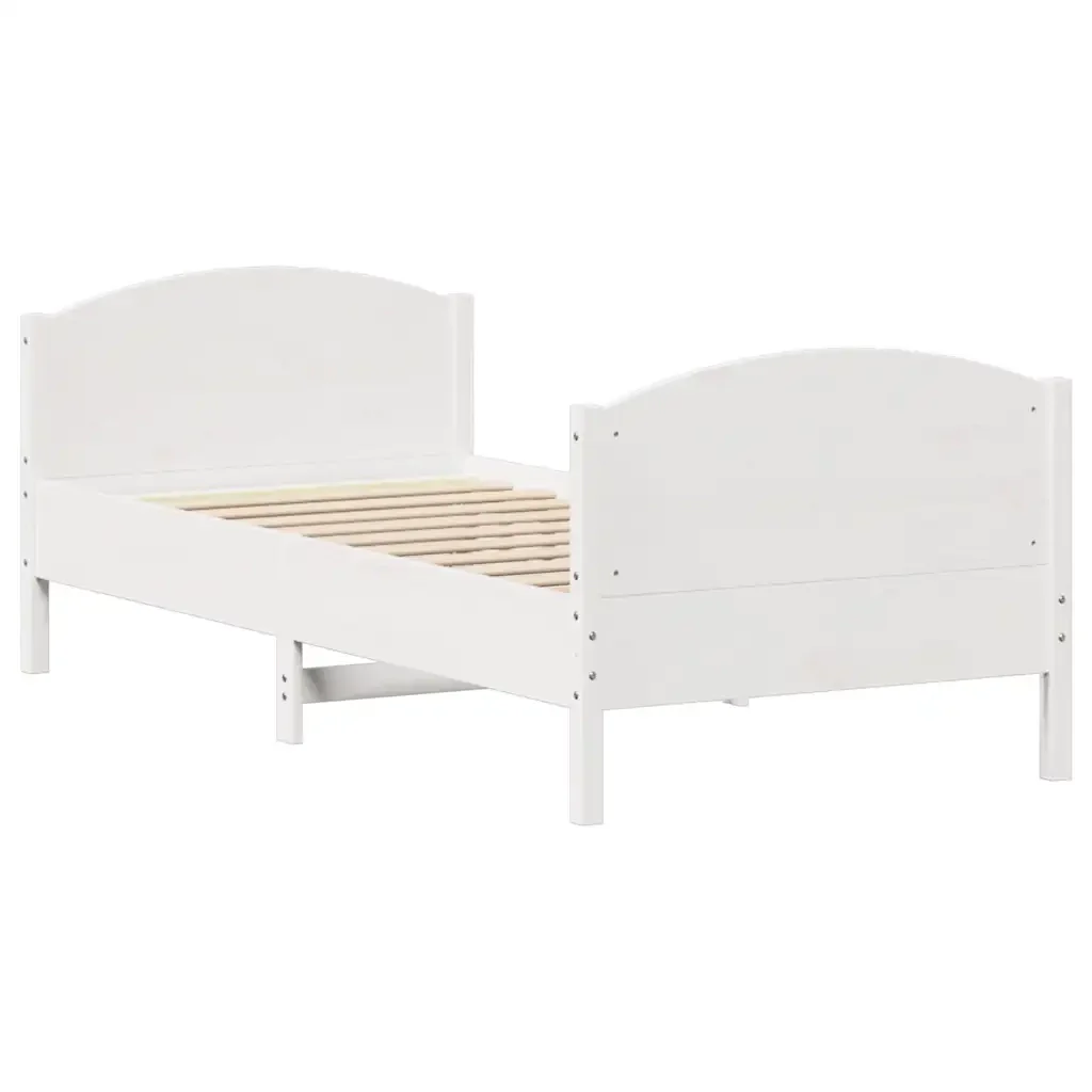 Letto singolo | Letto per adulti | Giroletto senza Materasso Bianco 100x200 cm Legno Massello Pino - Image 5