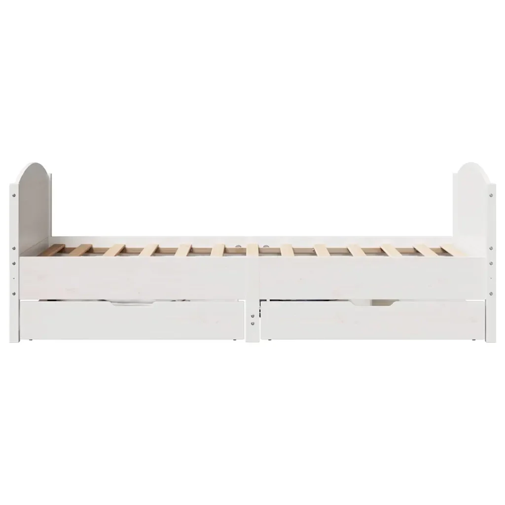 Letto singolo | Letto per adulti | Giroletto senza Materasso Bianco 100x200 cm Legno Massello Pino - Image 7