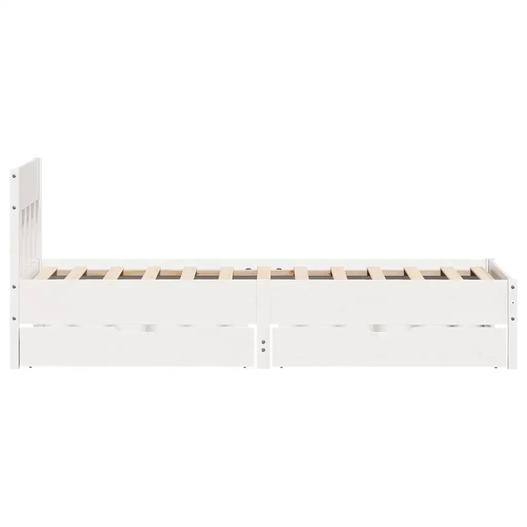 Letto singolo | Letto per adulti | Giroletto senza Materasso Bianco 100x200 cm Legno Massello Pino - Image 7