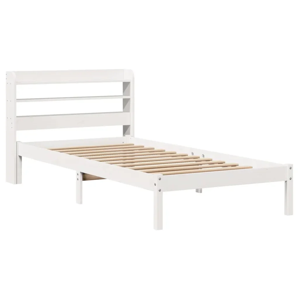 Letto singolo | Letto per adulti | Giroletto senza Materasso Bianco 100x200 cm Legno Massello Pino - Image 3