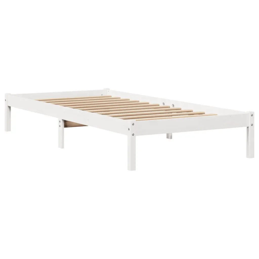 Letto singolo | Letto per adulti | Giroletto senza Materasso Bianco 100x200 cm Legno Massello Pino - Image 7