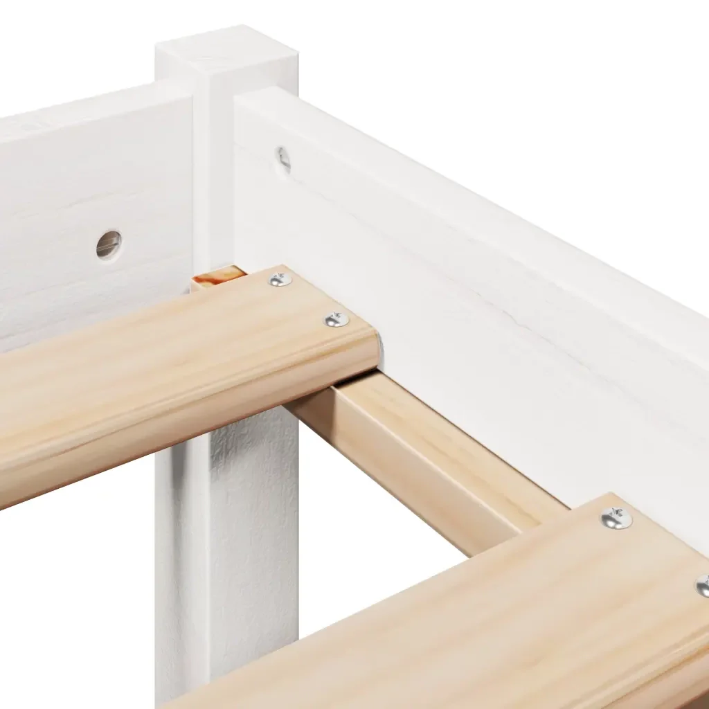 Letto singolo | Letto per adulti | Giroletto senza Materasso Bianco 100x200 cm Legno Massello Pino - Image 9