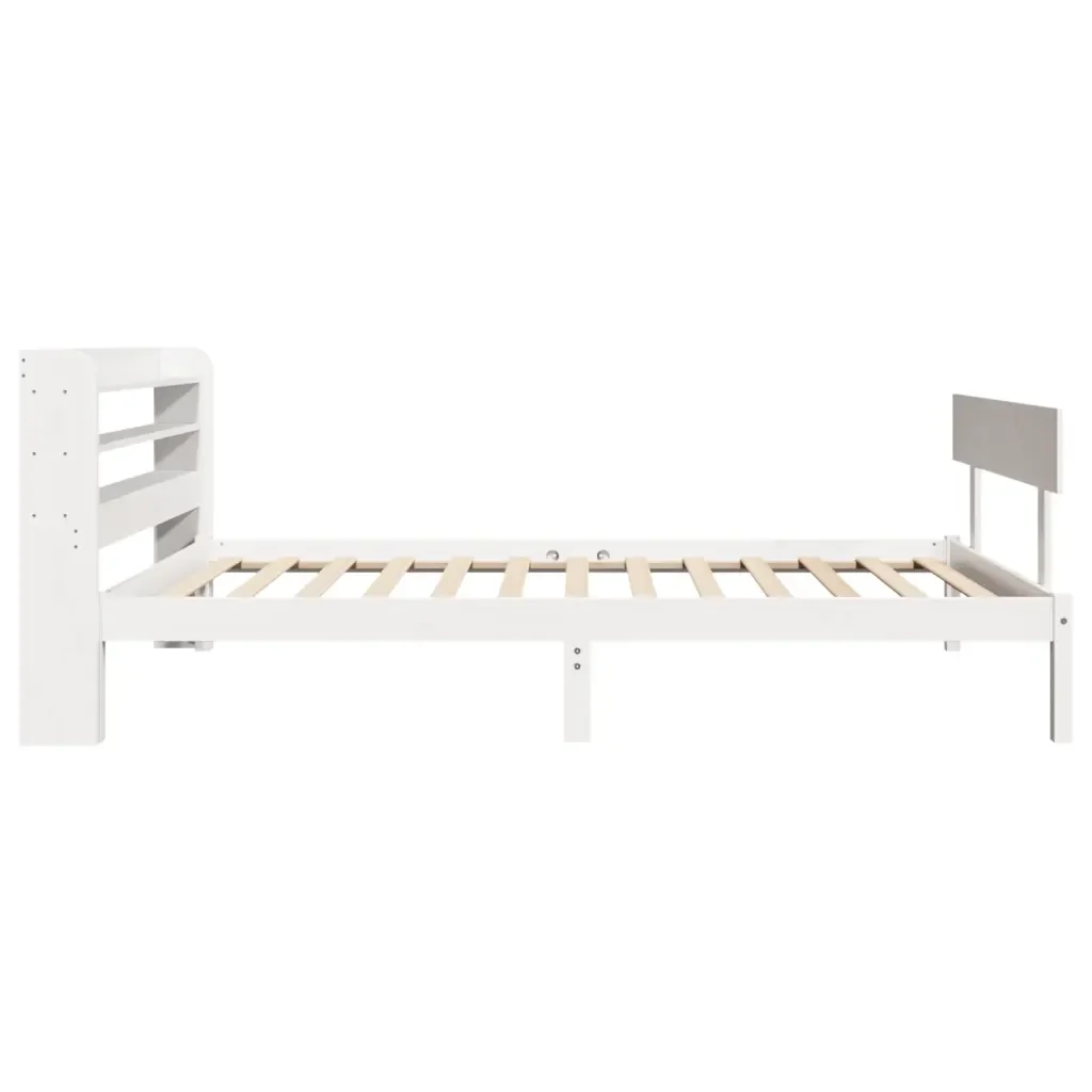 Letto singolo | Letto per adulti | Giroletto senza Materasso Bianco 100x200 cm Legno Massello Pino - Image 5