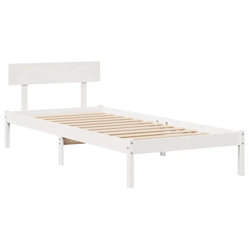 Letto singolo | Letto per adulti | Giroletto senza Materasso Bianco 100x200 cm Legno Massello Pino - Image 7