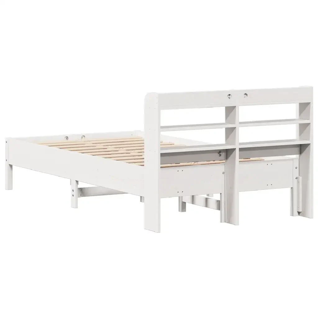 Letto singolo | Letto per adulti | Giroletto senza Materasso Bianco 100x200 cm Legno Massello Pino - Image 6