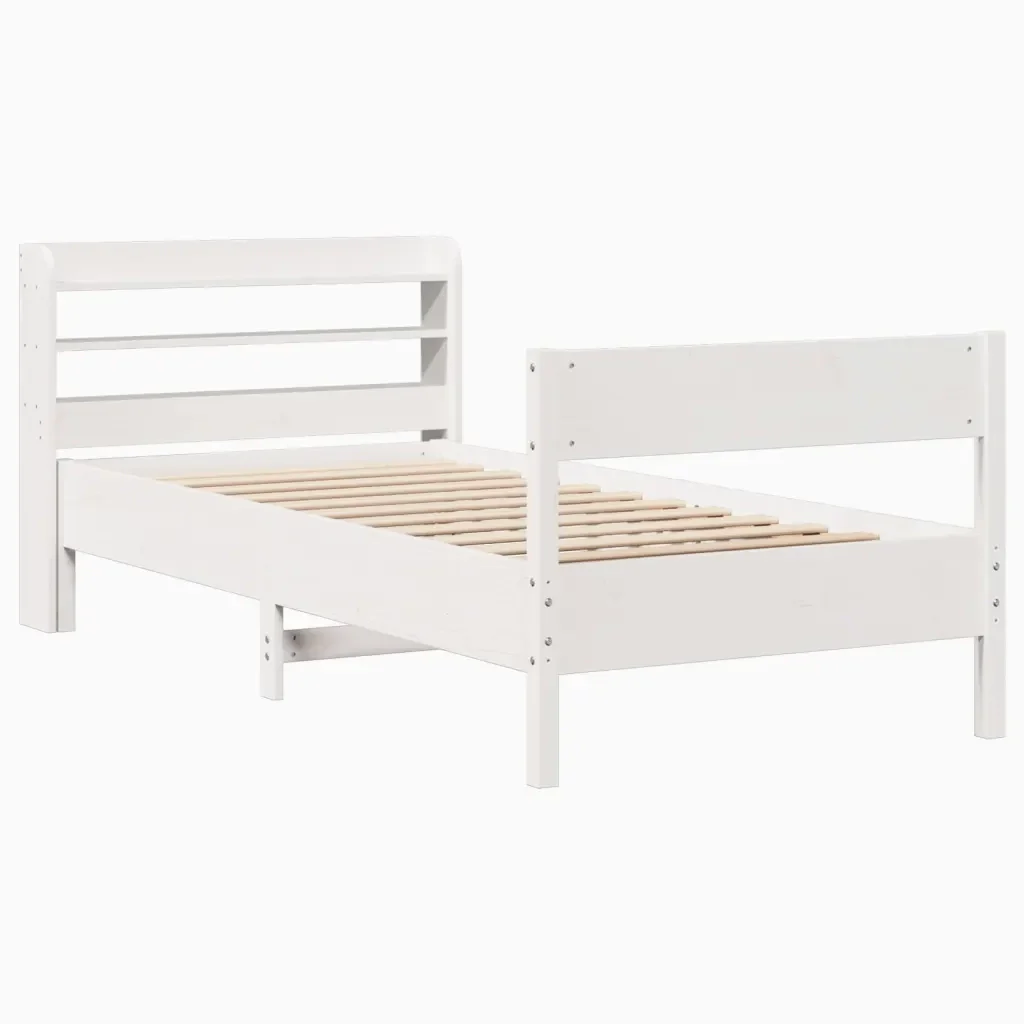 Letto singolo | Letto per adulti | Giroletto senza Materasso Bianco 100x200 cm Legno Massello Pino - Image 4