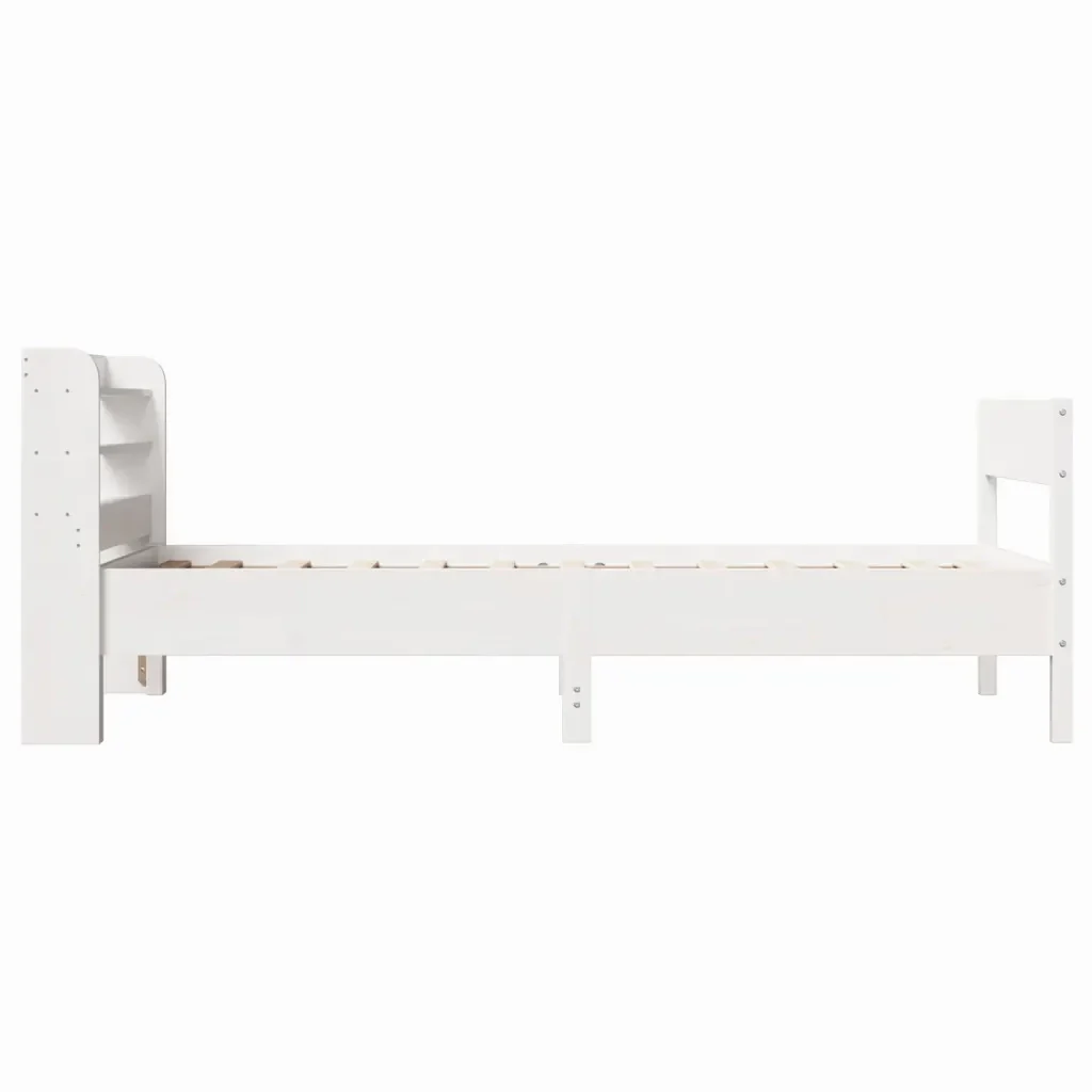 Letto singolo | Letto per adulti | Giroletto senza Materasso Bianco 100x200 cm Legno Massello Pino - Image 5