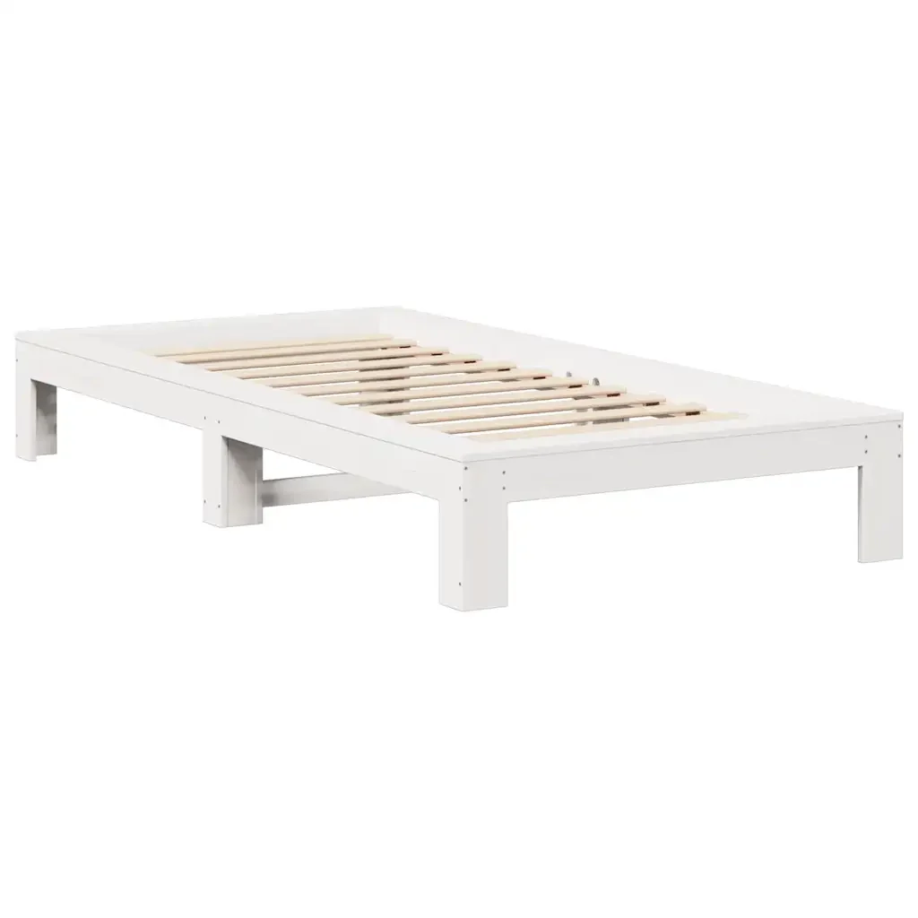 Letto singolo | Letto per adulti | Giroletto senza Materasso Bianco 100x200 cm Legno Massello Pino - Image 5
