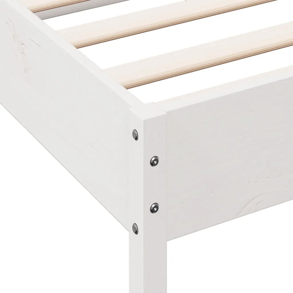 Letto singolo | Letto per adulti | Giroletto senza Materasso Bianco 100x200 cm Legno Massello Pino - Image 9