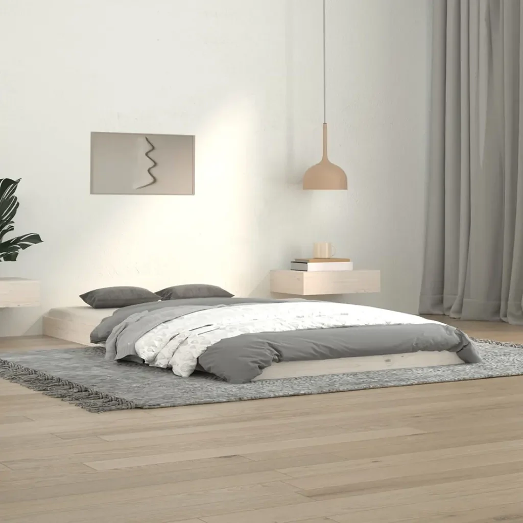 Letto singolo | Letto per adulti | Giroletto senza Materasso Bianco 100x200 cm Legno Massello Pino - Image 2