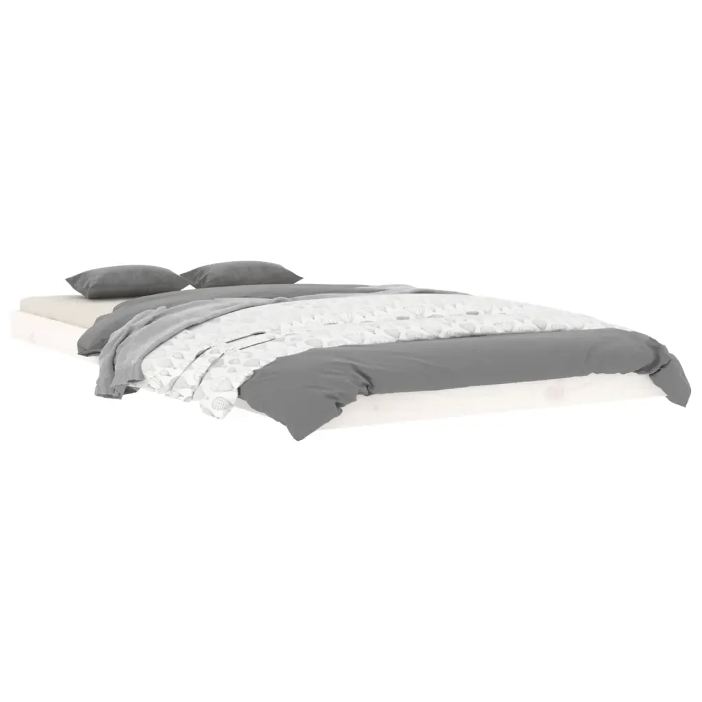 Letto singolo | Letto per adulti | Giroletto senza Materasso Bianco 100x200 cm Legno Massello Pino - Image 4