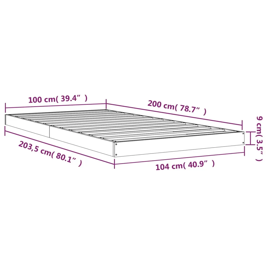 Letto singolo | Letto per adulti | Giroletto senza Materasso Bianco 100x200 cm Legno Massello Pino - Image 8