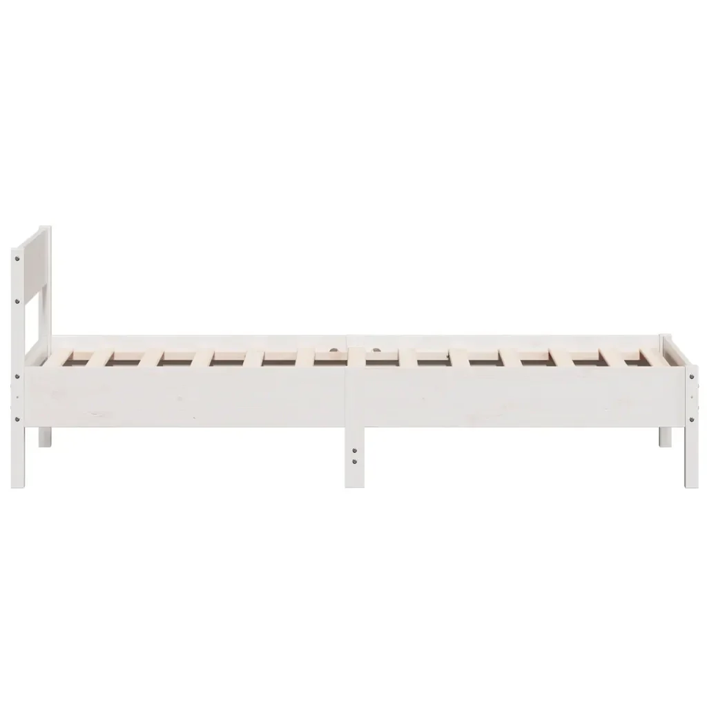 Letto singolo | Letto per adulti | Giroletto senza Materasso Bianco 100x200 cm Legno Massello Pino - Image 5
