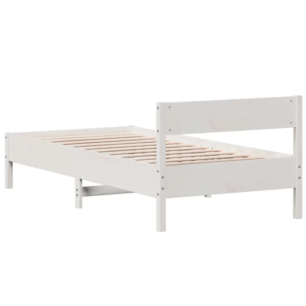 Letto singolo | Letto per adulti | Giroletto senza Materasso Bianco 100x200 cm Legno Massello Pino - Image 6